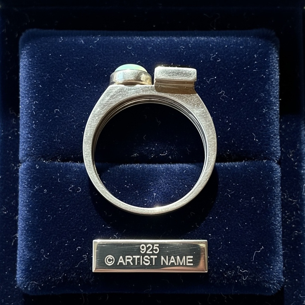 Sterling Silver Moonstone and Black Onyx Stackable Rings two rings - Picture 5 of 6